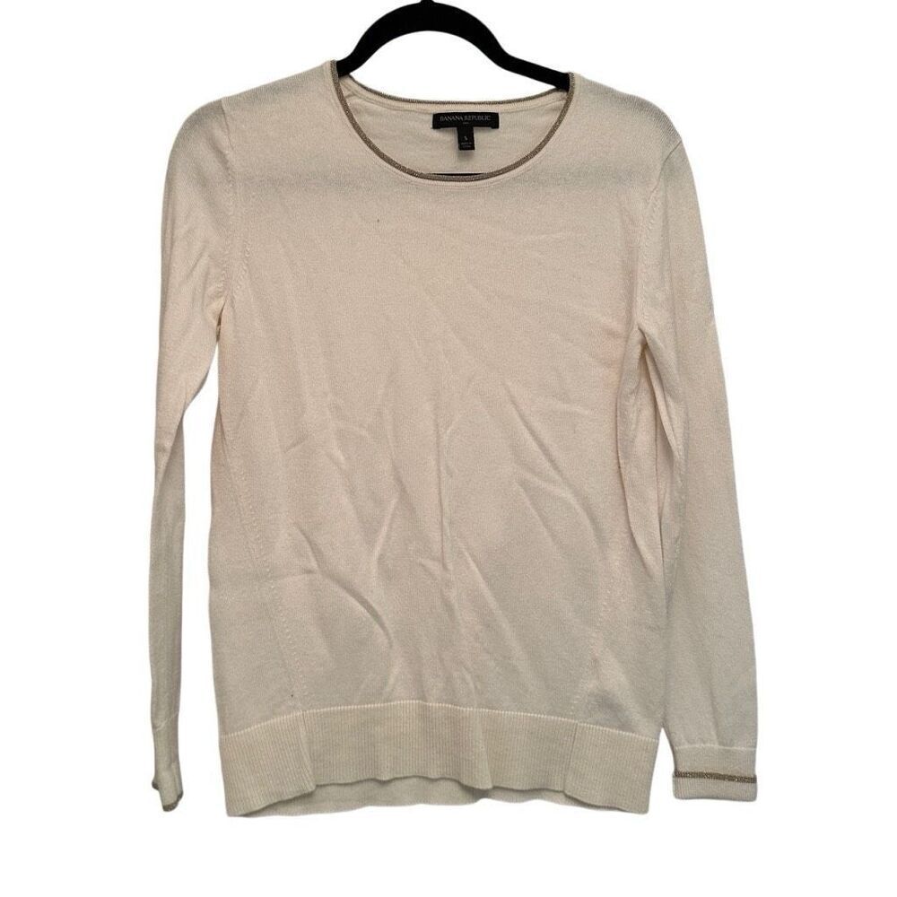 Banana Republic cream with gold metallic trim sweater- size S